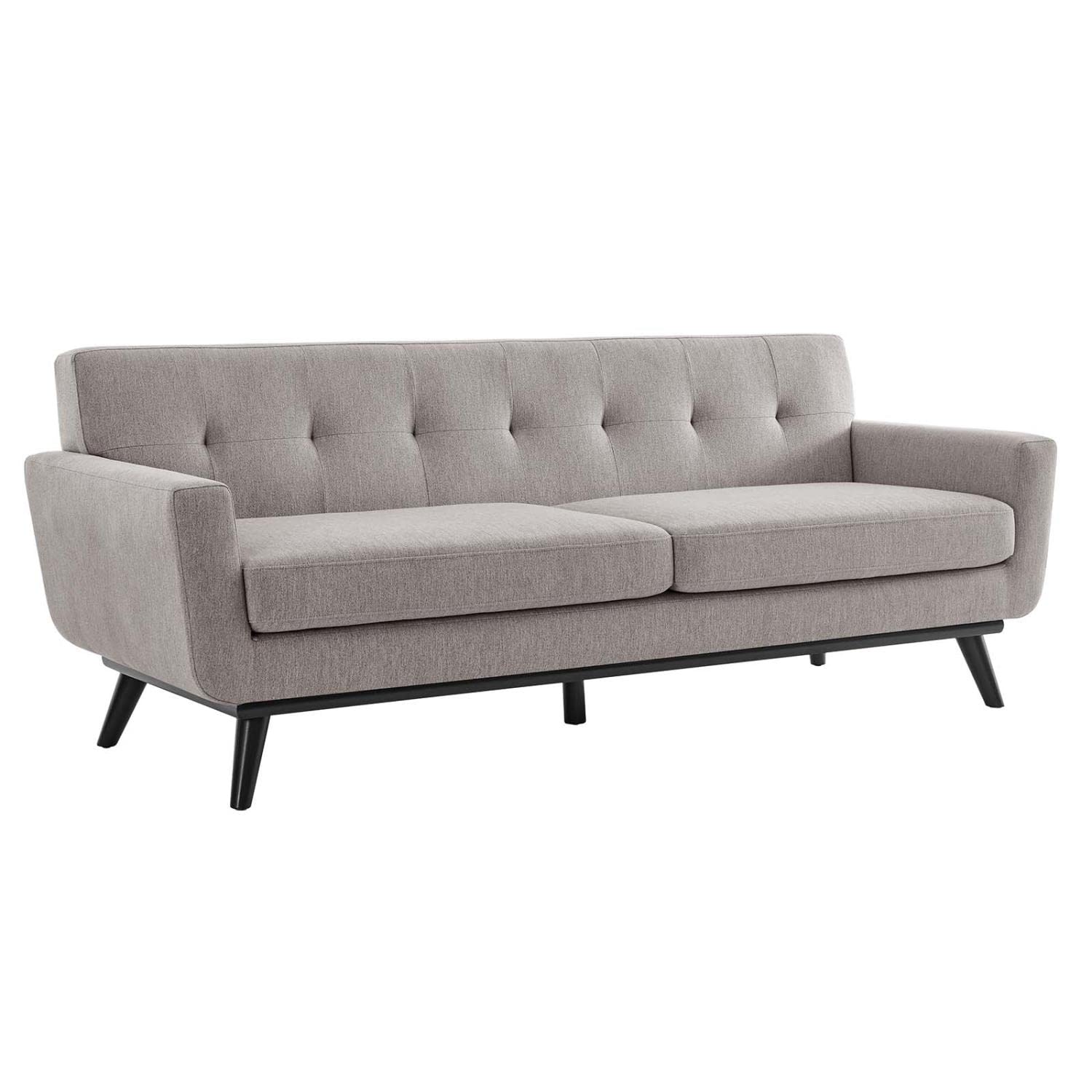 Modway Engage Modern Tufted Back Textured Fabric Sofa In Light Gray